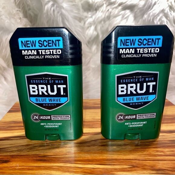 LOT 2 DISCONTINUED- BRUT 24 Hour ANTIPERSPIRANT DEODORANT Solid Stick BLUE WAVE - Picture 1 of 3
